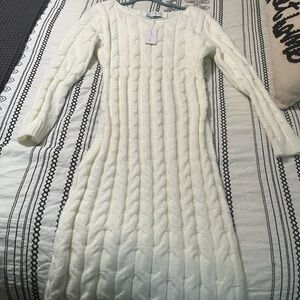 Petal & Pup Cream Cable Knit Long Sleeve Dress